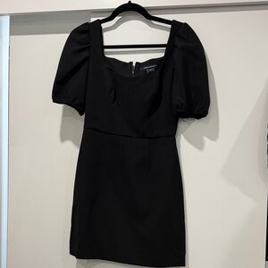 French Connection Black Mini Dress with Puff Sleeves